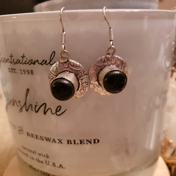 GENUINE ONYX Silver handmade earrings - Picture 2 of 2